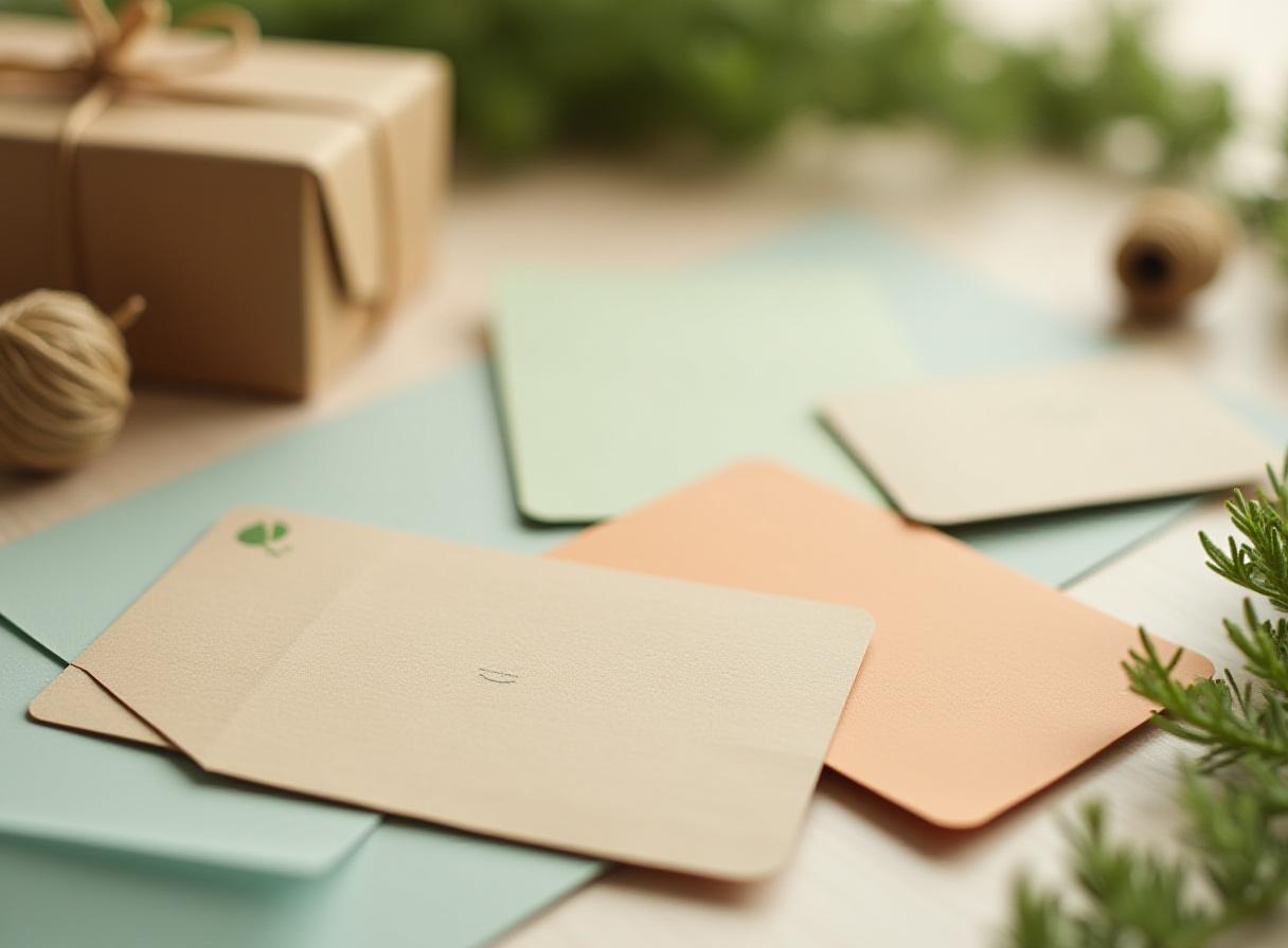 Eco-friendly gift cards made from recycled materials with sustainable packaging