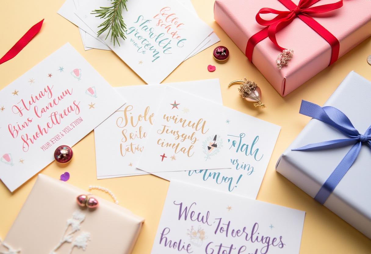 Collection of personalized gift cards for weddings, graduations, and corporate events